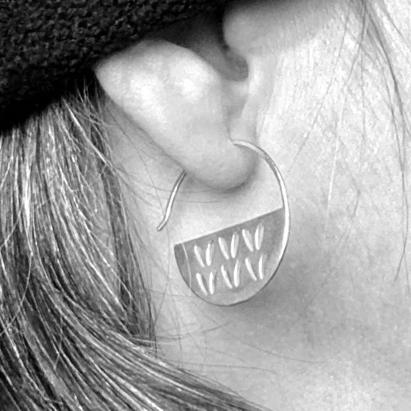 Sterling Silver In The Round Stockinette Stitch Motif Earrings