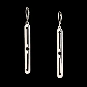 Sterling Silver Long Knitting Needle & Yarn Motif Earrings
