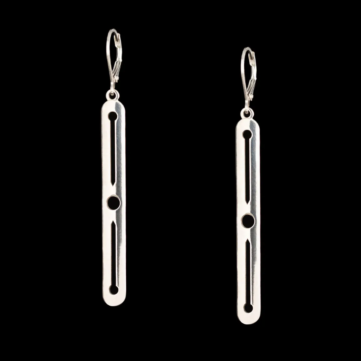 Sterling Silver Long Knitting Needle & Yarn Motif Earrings