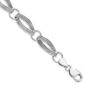 Sterling Silver Polished Textured Link Bracelet