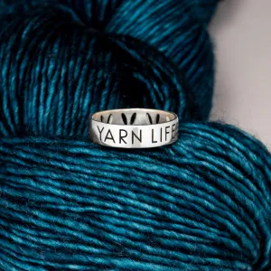 Sterling Silver "Yarn Life" & Stockinette Stitch Motif Ring