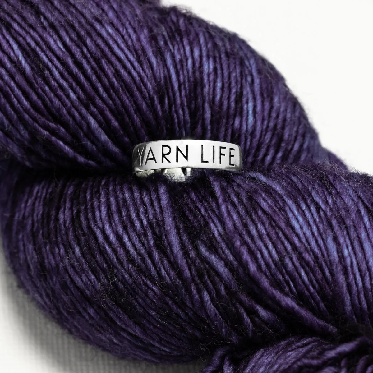 Sterling Silver "Yarn Life" & Stockinette Stitch Motif Ring