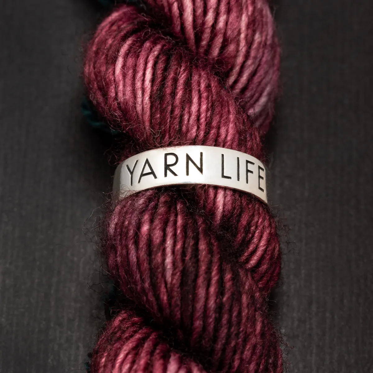 Sterling Silver "Yarn Life" & Stockinette Stitch Motif Ring