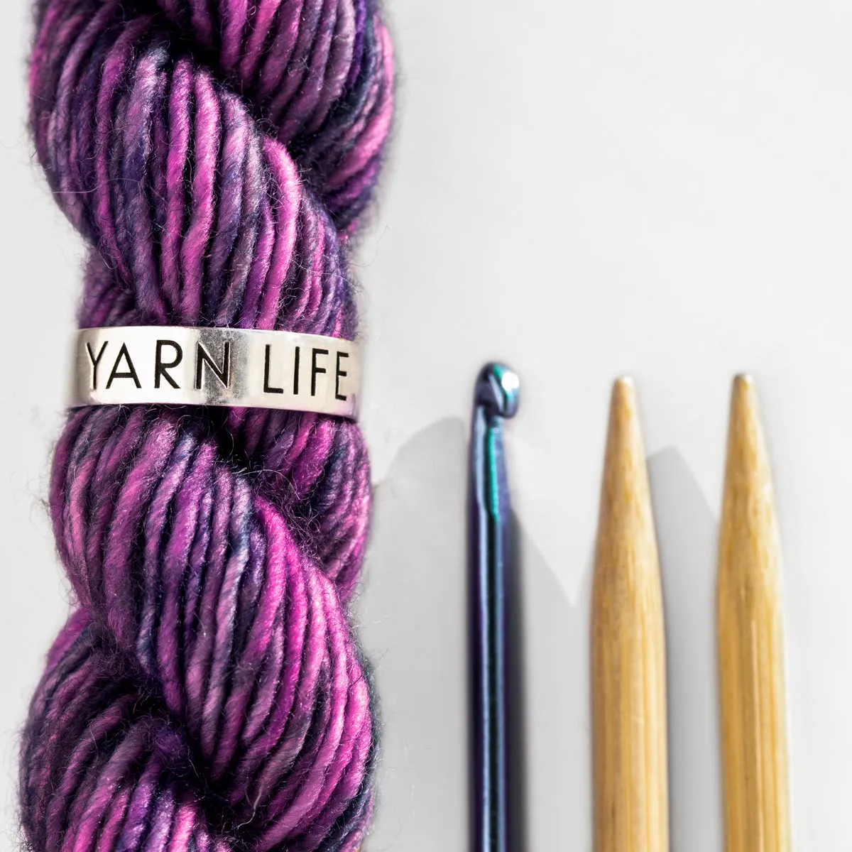Sterling Silver "Yarn Life" & Stockinette Stitch Motif Ring
