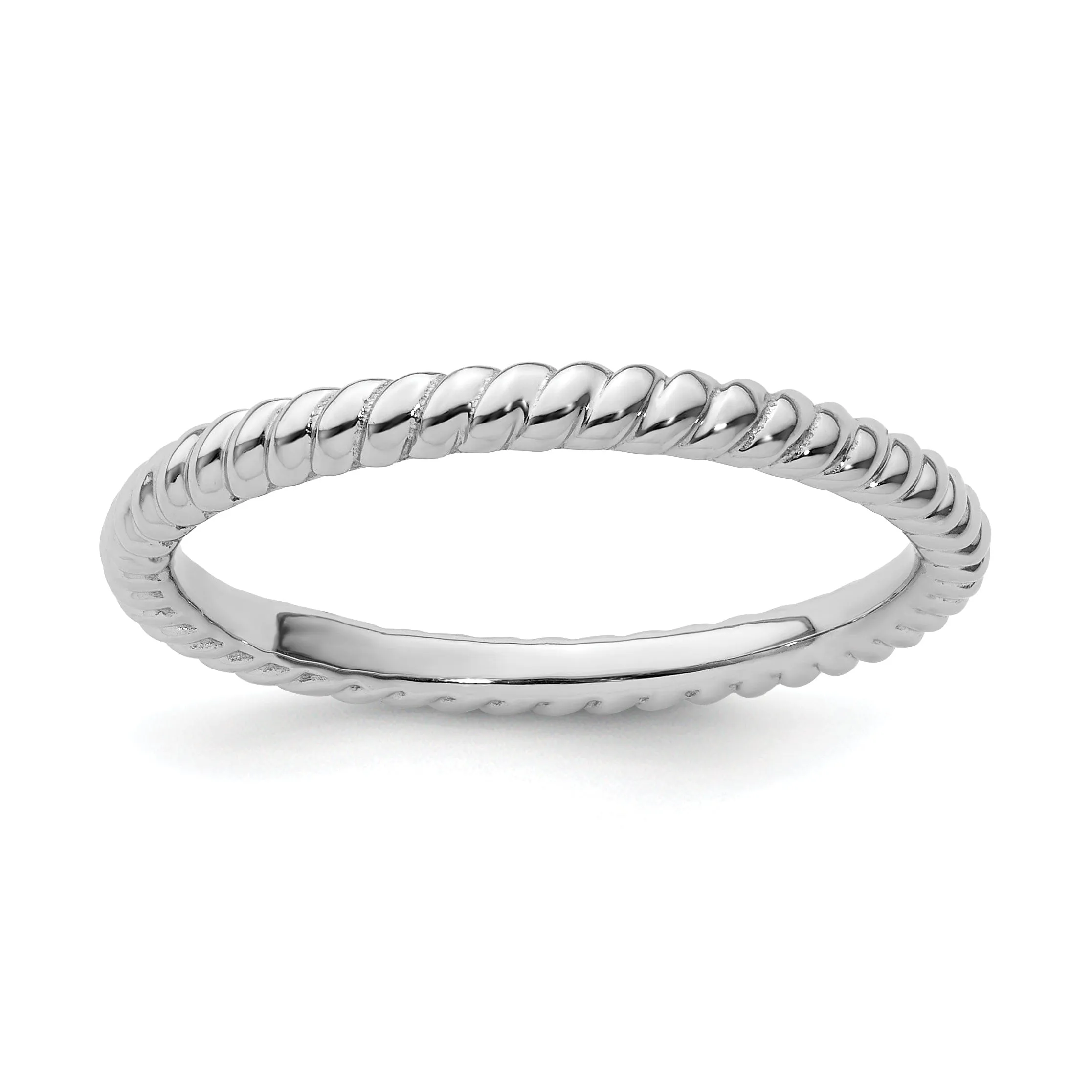 Sterling Silver Rhodium Twisted Ring