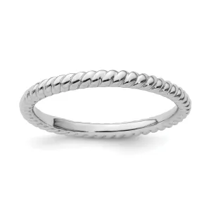 Sterling Silver Rhodium Twisted Ring