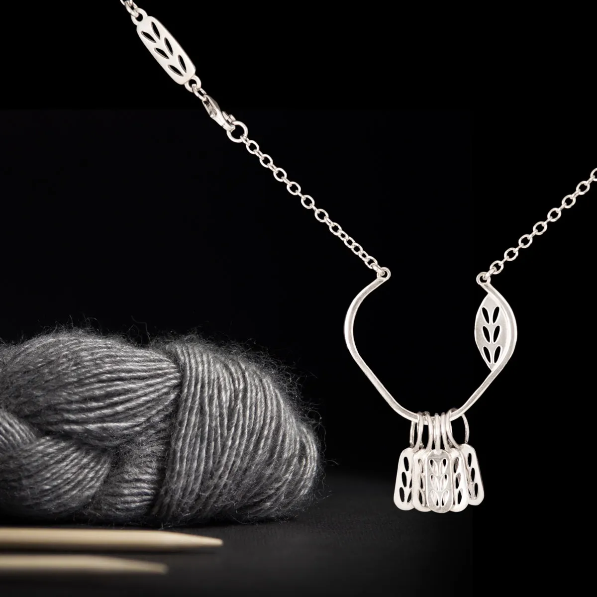 Sterling Silver Slip A Stitch Marker Necklace - Stockinette  Stitch Motif