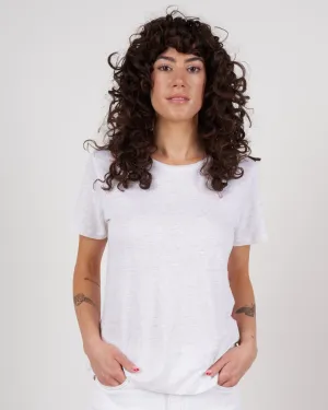 stretch linen semi relaxed crew tee - blanc