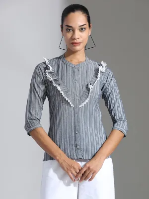 Striped Poly Cotton A-Line Top