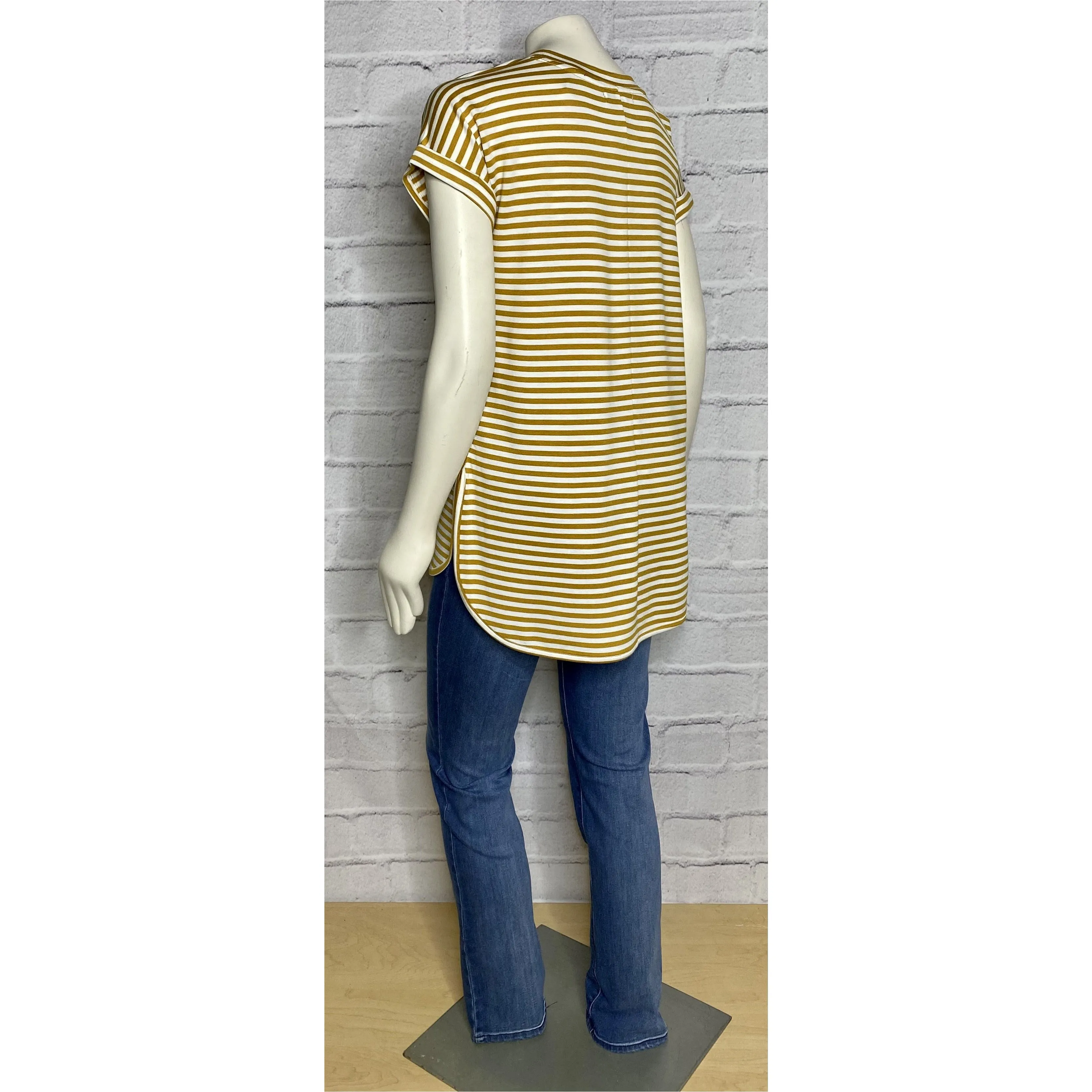 Striped Split Side Mustard Knit
