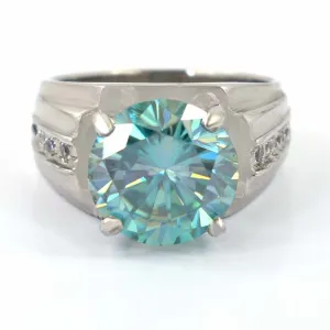 Stunning 5.20 Carat Certified Blue Diamond Solitaire Men's Wedding Ring with Accents. Excellent Luster & Great Shine! Gift For Wedding/Birthday
