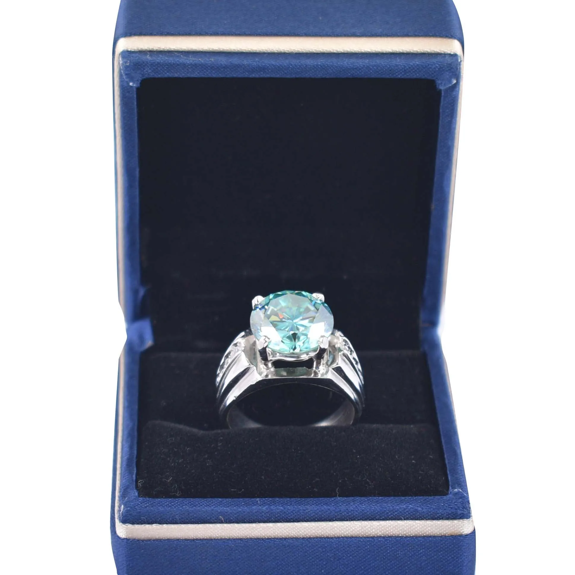 Stunning 5.20 Carat Certified Blue Diamond Solitaire Men's Wedding Ring with Accents. Excellent Luster & Great Shine! Gift For Wedding/Birthday
