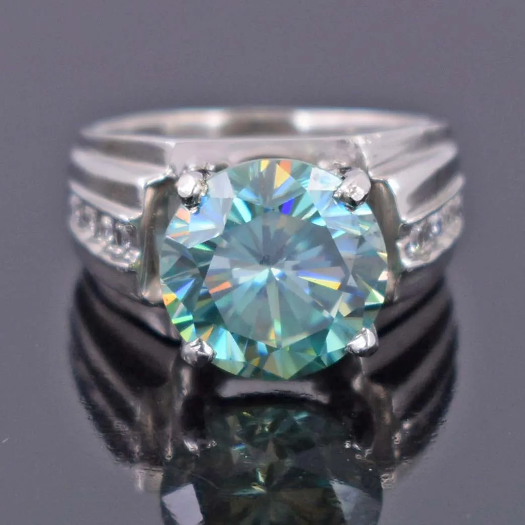 Stunning 5.20 Carat Certified Blue Diamond Solitaire Men's Wedding Ring with Accents. Excellent Luster & Great Shine! Gift For Wedding/Birthday