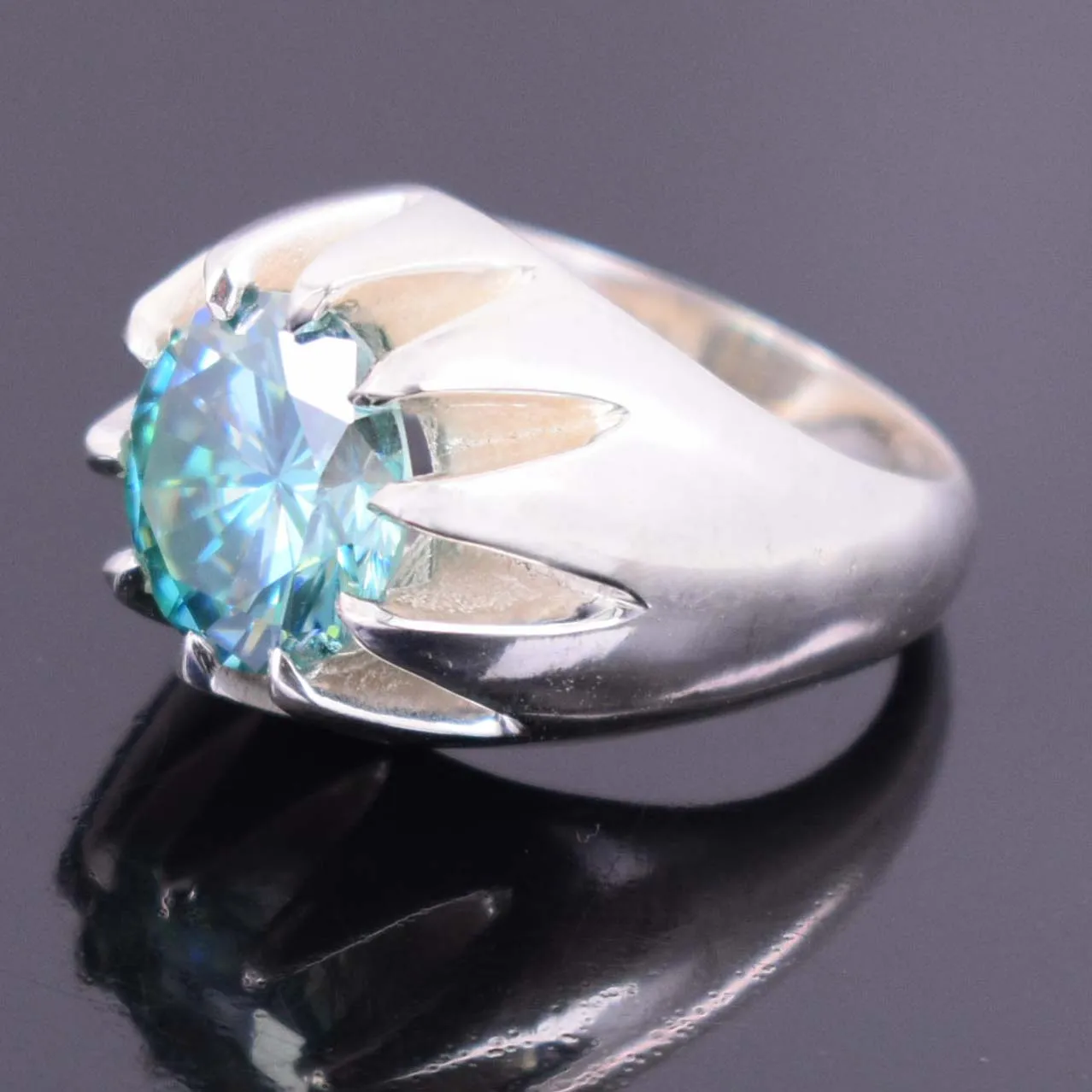 Stunning Blue Diamond Solitaire Men's Ring in Prong Setting. Excellent Cut & Great Sparkle! Gift For Wedding/Birthday! 5.00 Ct Certified