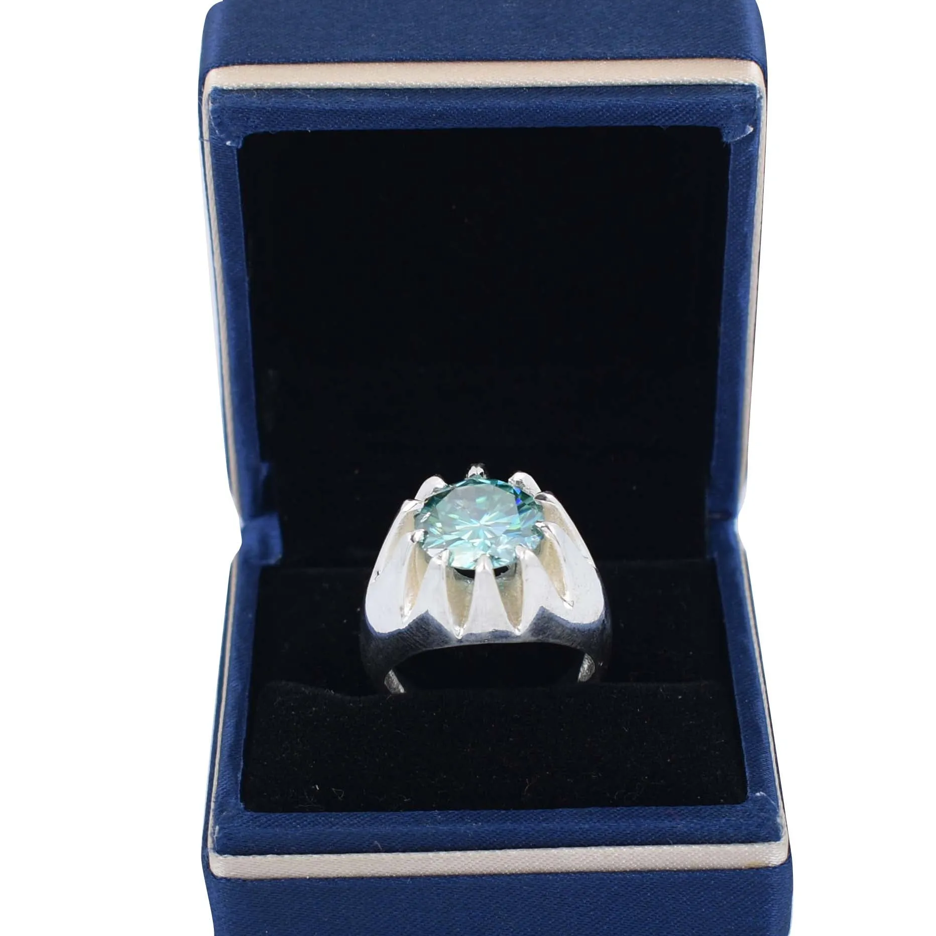 Stunning Blue Diamond Solitaire Men's Ring in Prong Setting. Excellent Cut & Great Sparkle! Gift For Wedding/Birthday! 5.00 Ct Certified