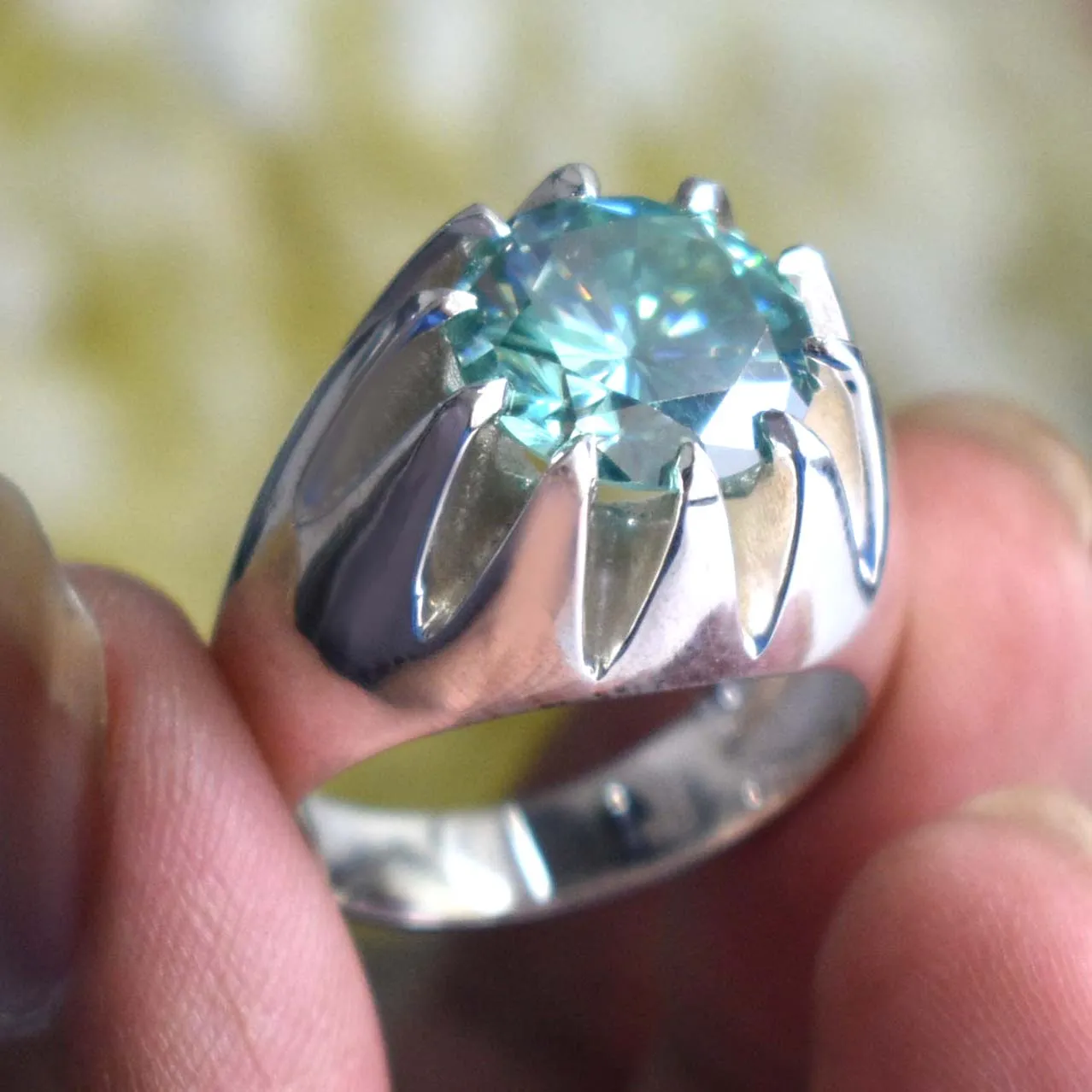 Stunning Blue Diamond Solitaire Men's Ring in Prong Setting. Excellent Cut & Great Sparkle! Gift For Wedding/Birthday! 5.00 Ct Certified