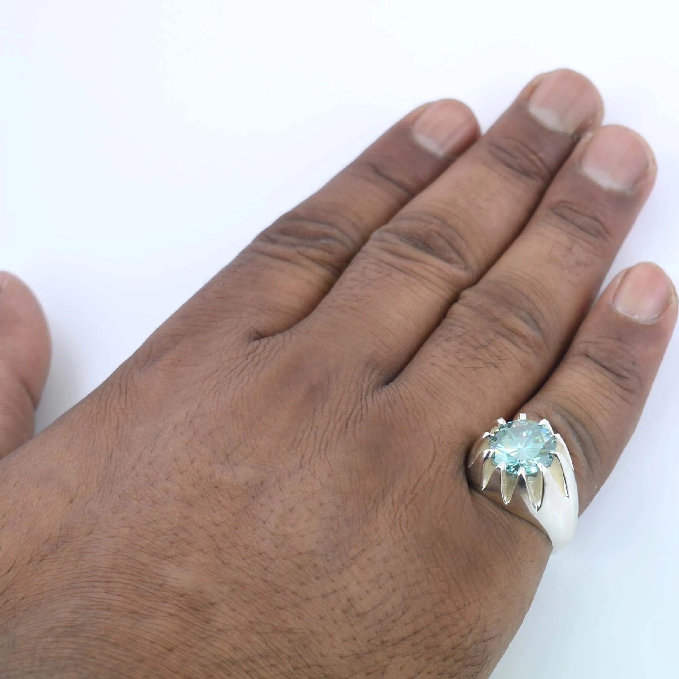 Stunning Blue Diamond Solitaire Men's Ring in Prong Setting. Excellent Cut & Great Sparkle! Gift For Wedding/Birthday! 5.00 Ct Certified