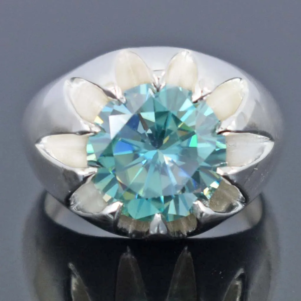 Stunning Blue Diamond Solitaire Men's Ring in Prong Setting. Excellent Cut & Great Sparkle! Gift For Wedding/Birthday! 5.00 Ct Certified