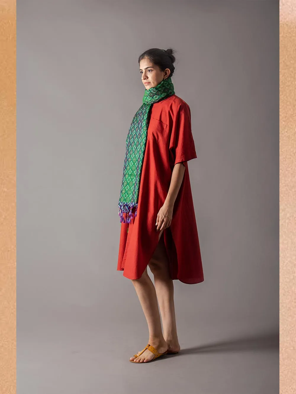 SUKETDHIR   I   SD Long Shirt Dress | Cotton Dt | Rust