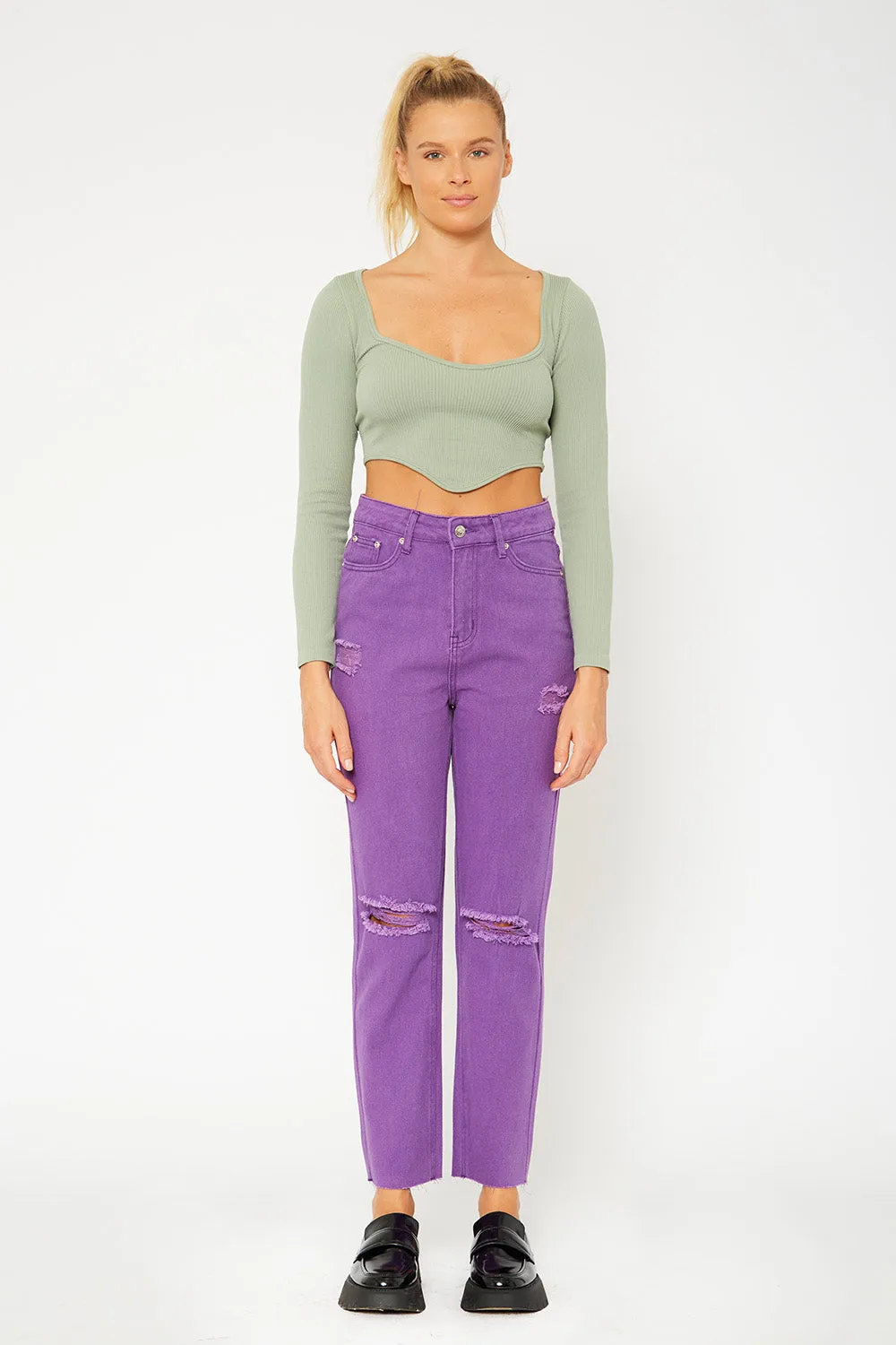 Super high-rise color pants