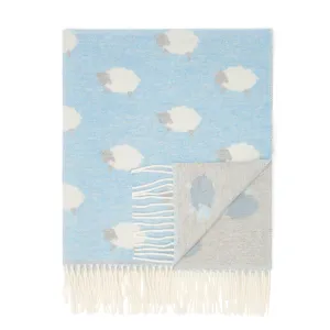 Super Soft Merino Baby Blanket - Sky Blue