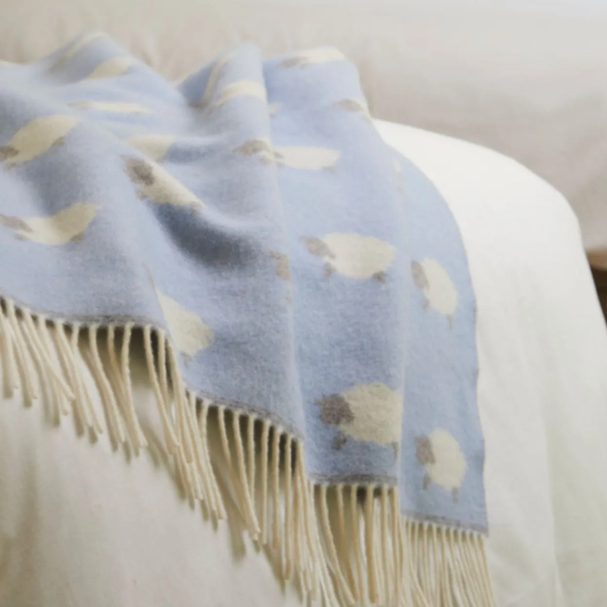 Super Soft Merino Baby Blanket - Sky Blue