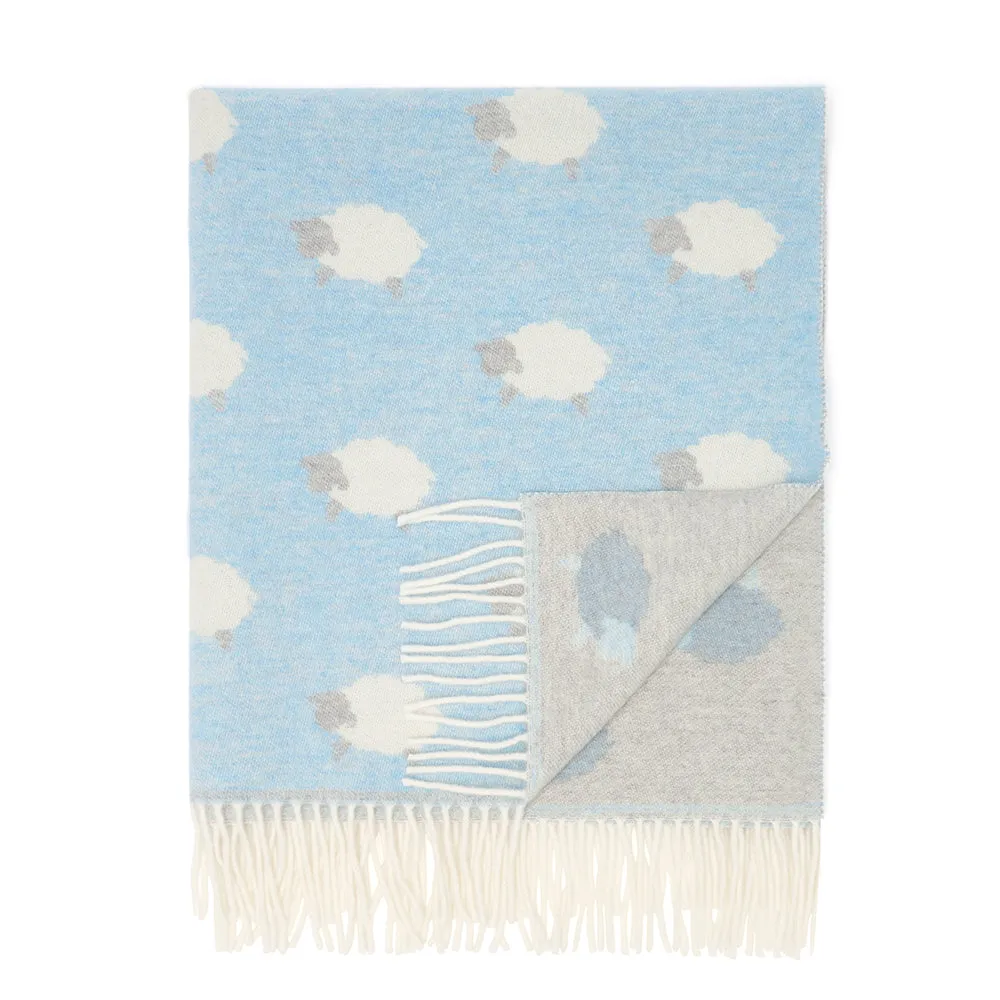 Super Soft Merino Baby Blanket - Sky Blue