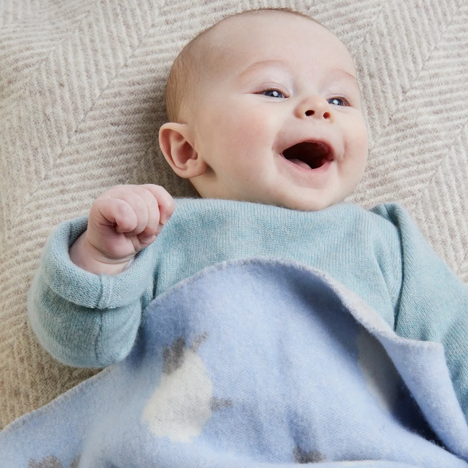 Super Soft Merino Baby Blanket - Sky Blue