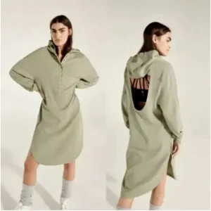 Sweaty Betty x Halle Berry Sage Waffle Knit Small Dress Open Back Loungewear