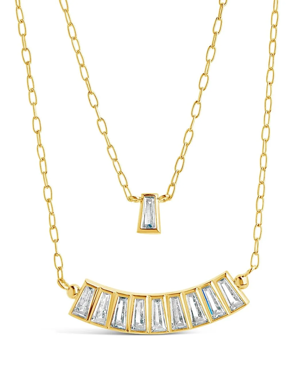 Tapered CZ Drop Earrings & Layered Necklace Set