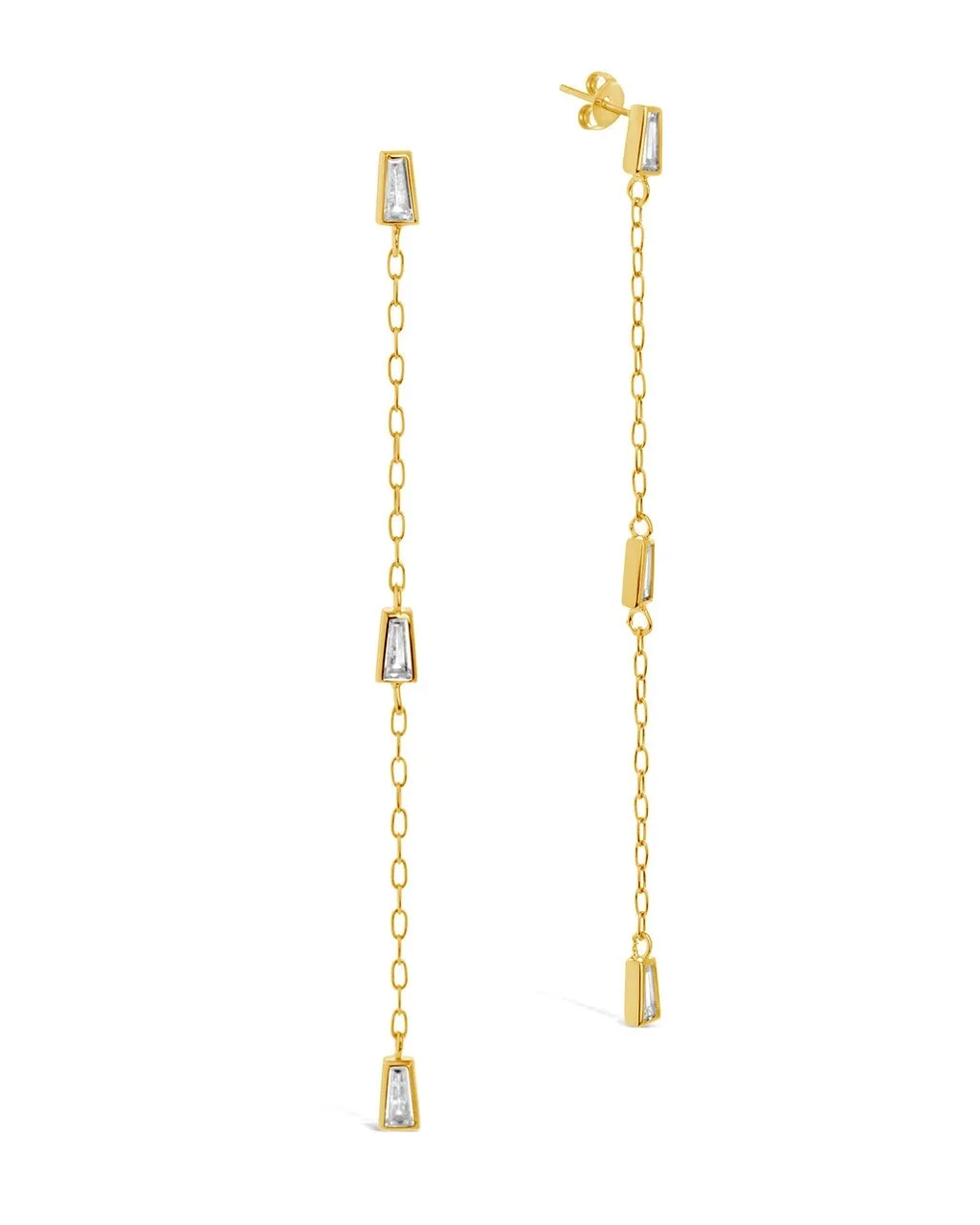 Tapered CZ Drop Earrings & Layered Necklace Set