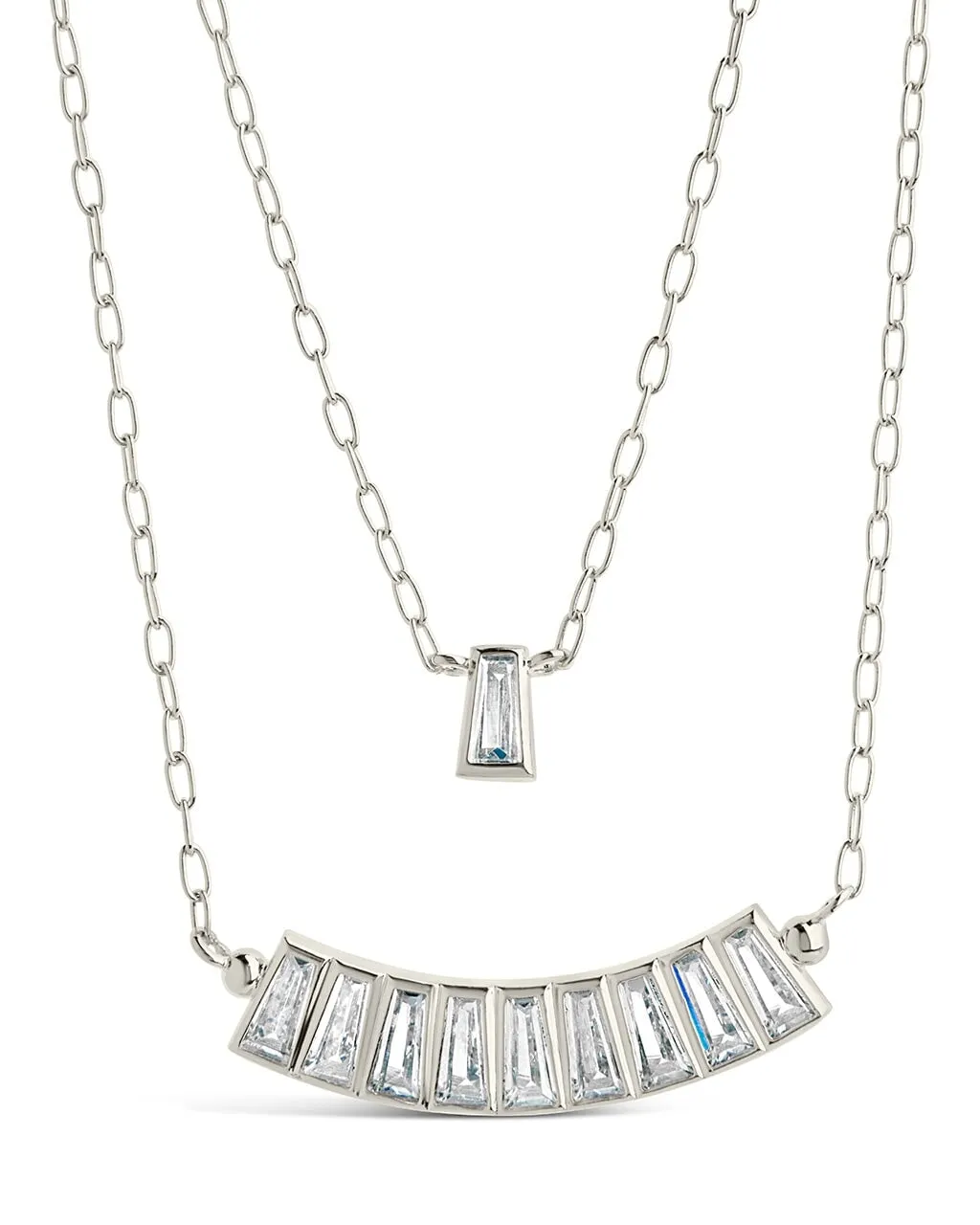 Tapered CZ Drop Earrings & Layered Necklace Set