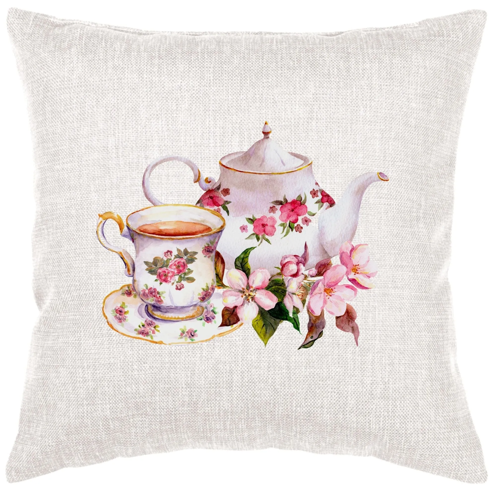 Tea Pot And Cup Pillow Cover