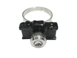 Textured Black Photography Camera Adjustable Size Fashion Ring