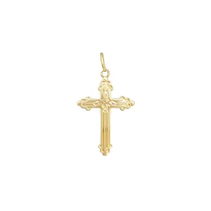 Textured Budded Cross Pendant (14K)