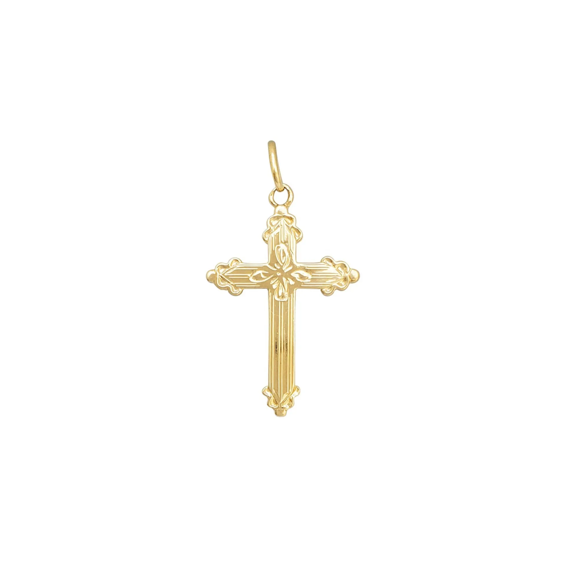 Textured Budded Cross Pendant (14K)