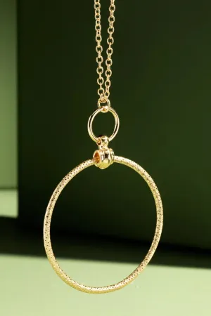 Textured Circle Pendant Long Necklace