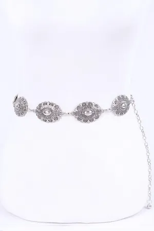 Textured Concho Western Chain Belt