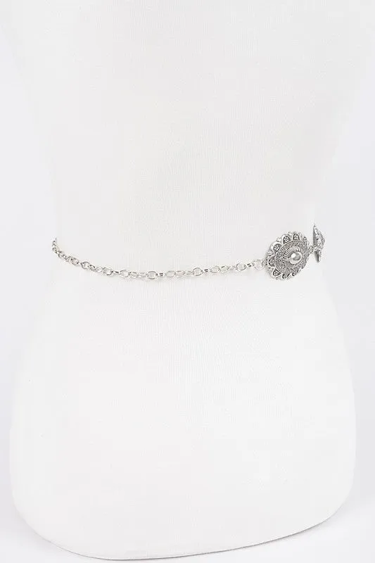 Textured Concho Western Chain Belt