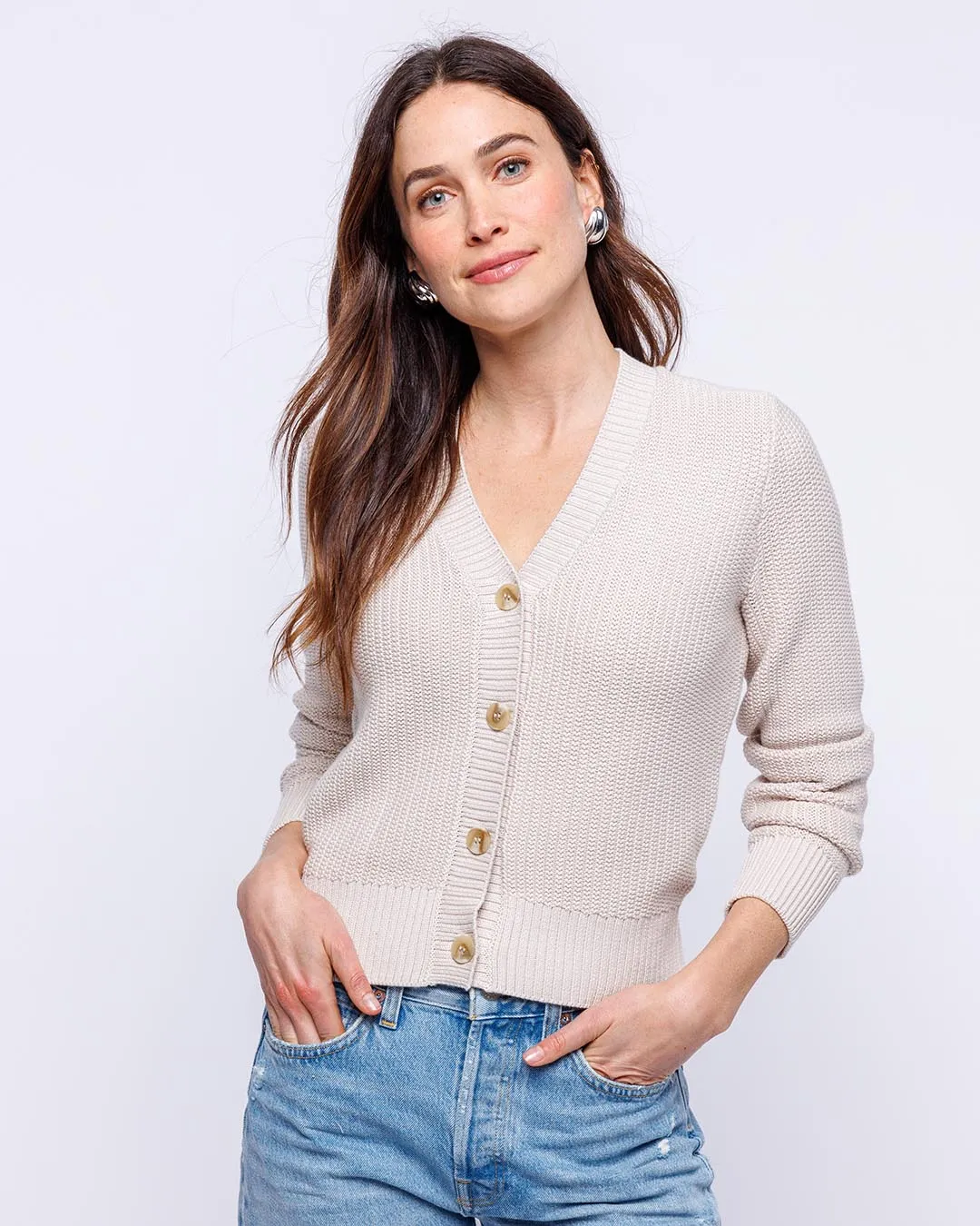 Textured Cropped Cardigan