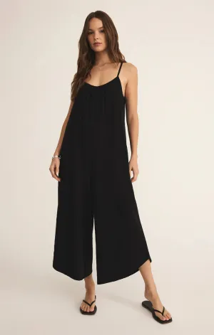 Textured Flared Jumpsuit-Black