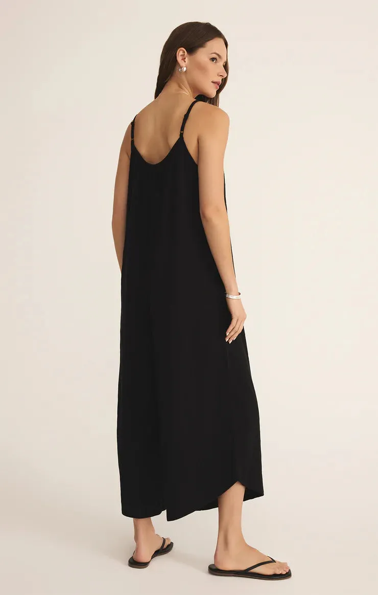 Textured Flared Jumpsuit-Black
