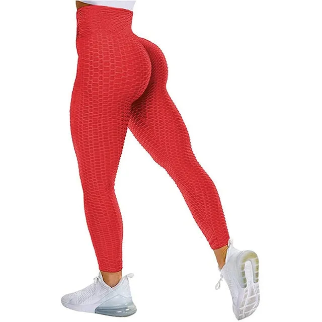 Textured High Rise Leggings - Gray No Pockets