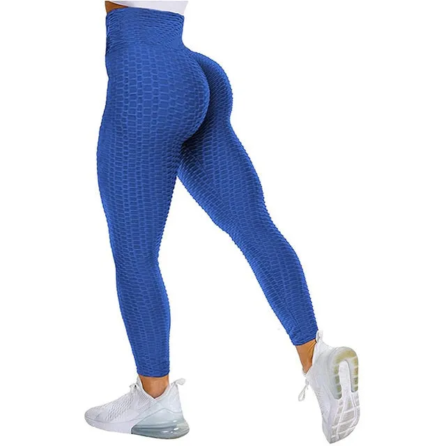 Textured High Rise Leggings - Pink No Pockets