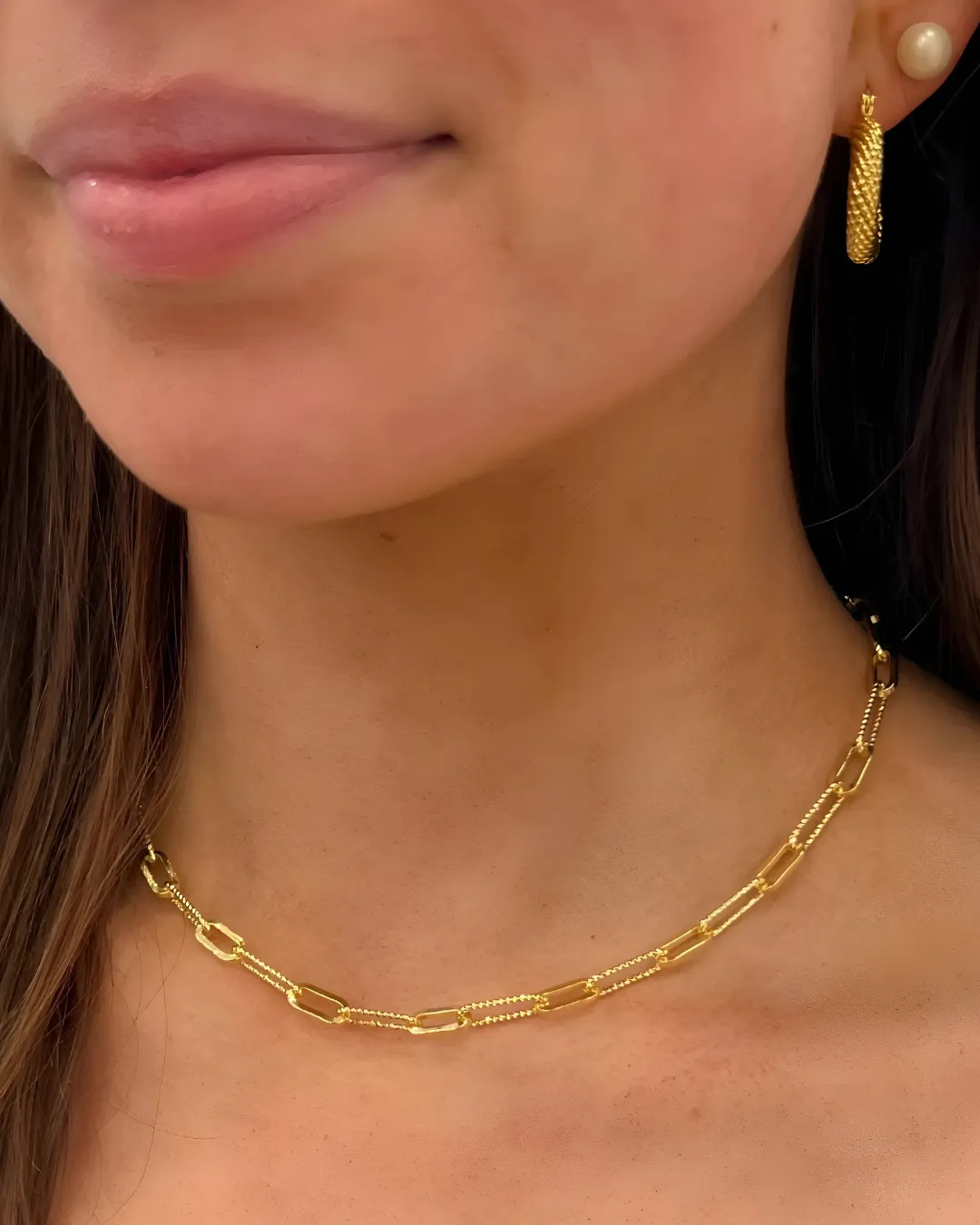 Textured Paper Clip Necklace