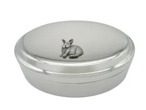 Textured Rabbit Hare Pendant Oval Trinket Jewelry Box