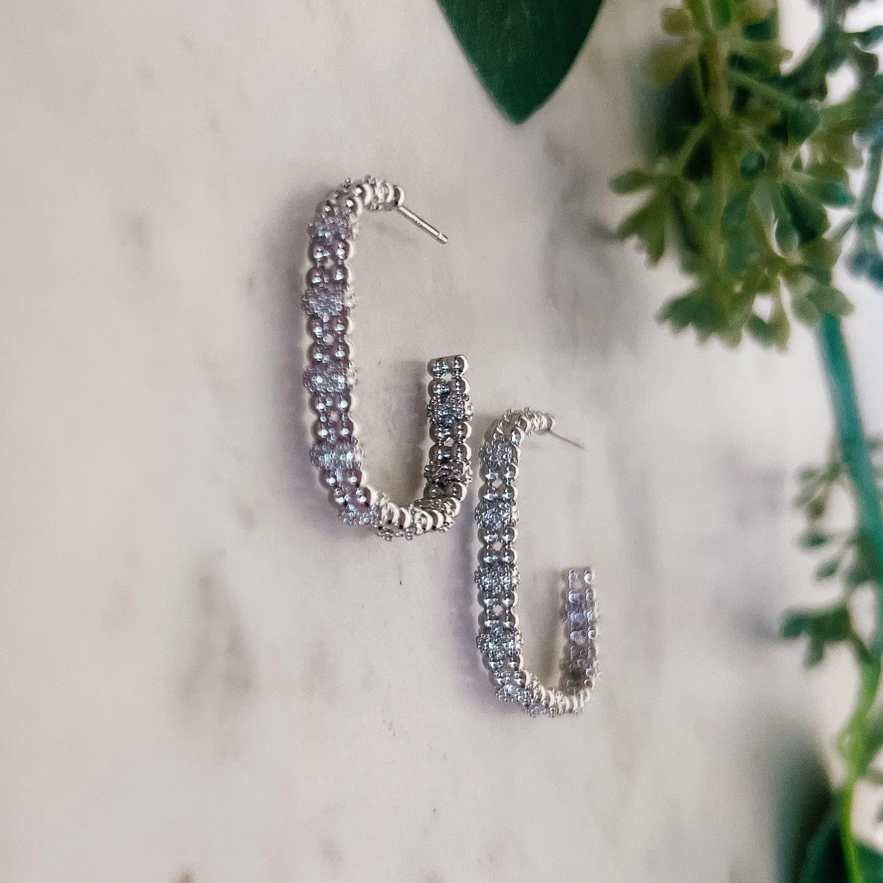 Textured Rectangle Hoop Earrings