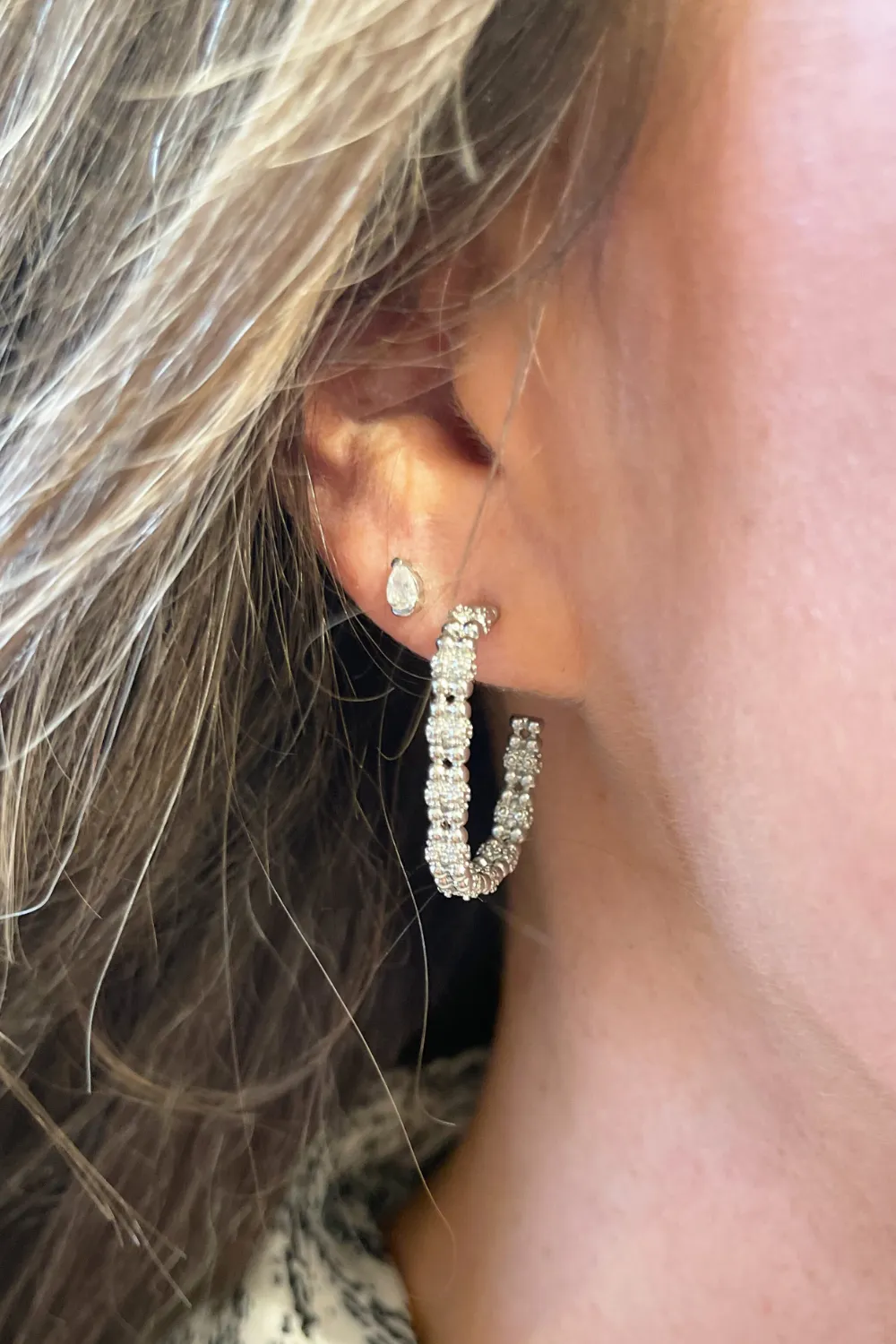 Textured Rectangle Hoop Earrings