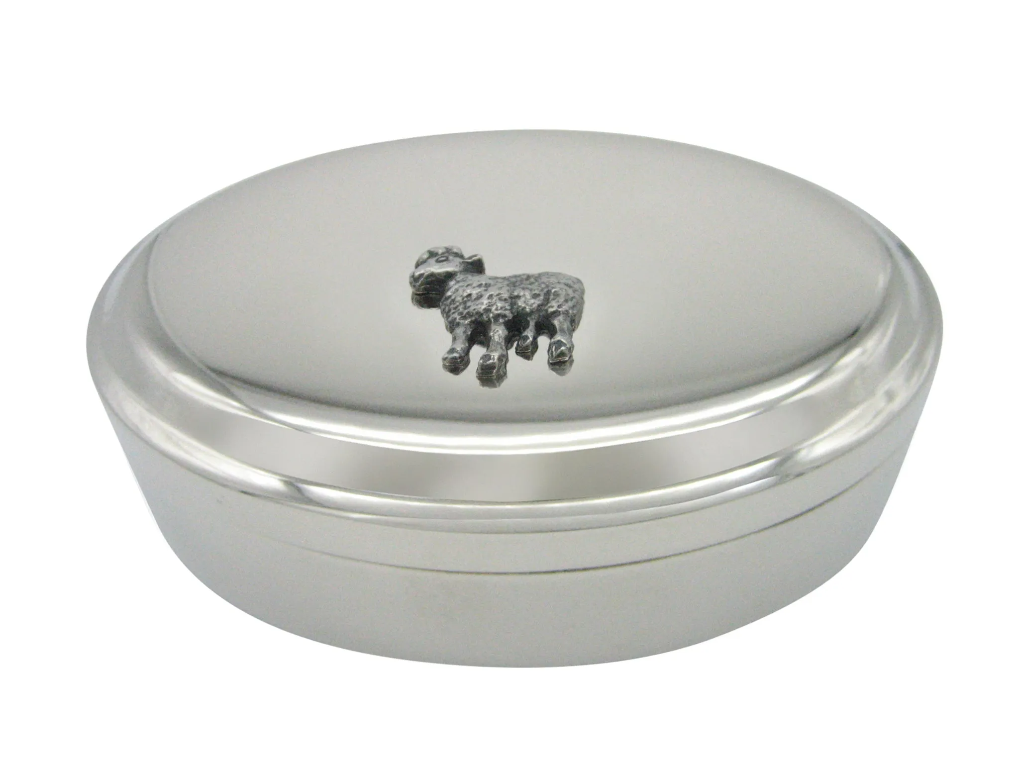Textured Sheep Pendant Oval Trinket Jewelry Box