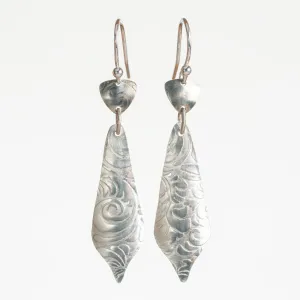 Textured Silver Chandelier Earrings